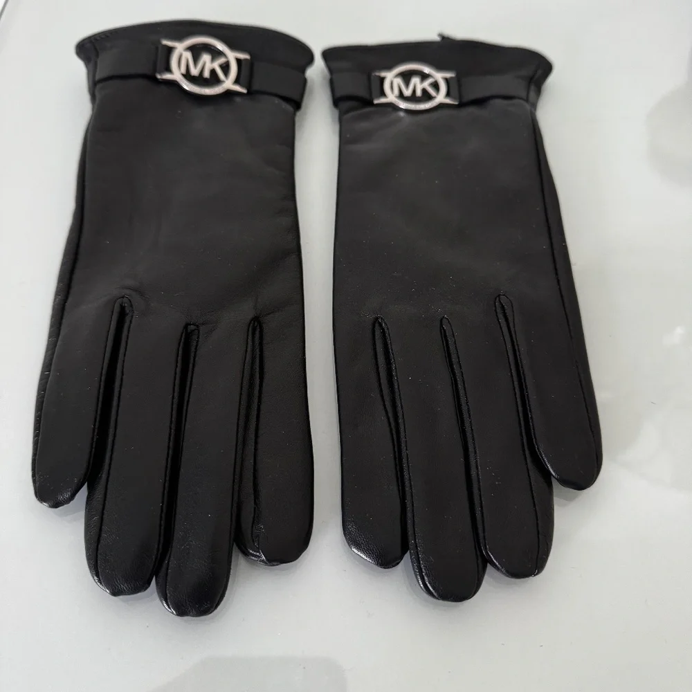 NWOT - Michael Kors Black Leather Gloves - Size Small - Picture 2 of 4